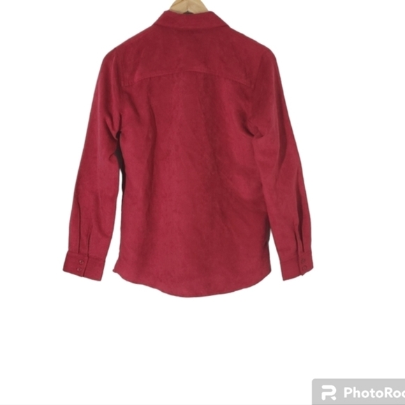 Northern Reflections Red Embroided Suede Button Down Shirt Shacket Size XS - Picture 10 of 16